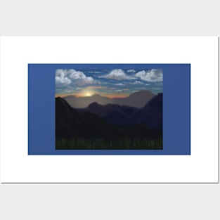 Sunset in the mountains Posters and Art